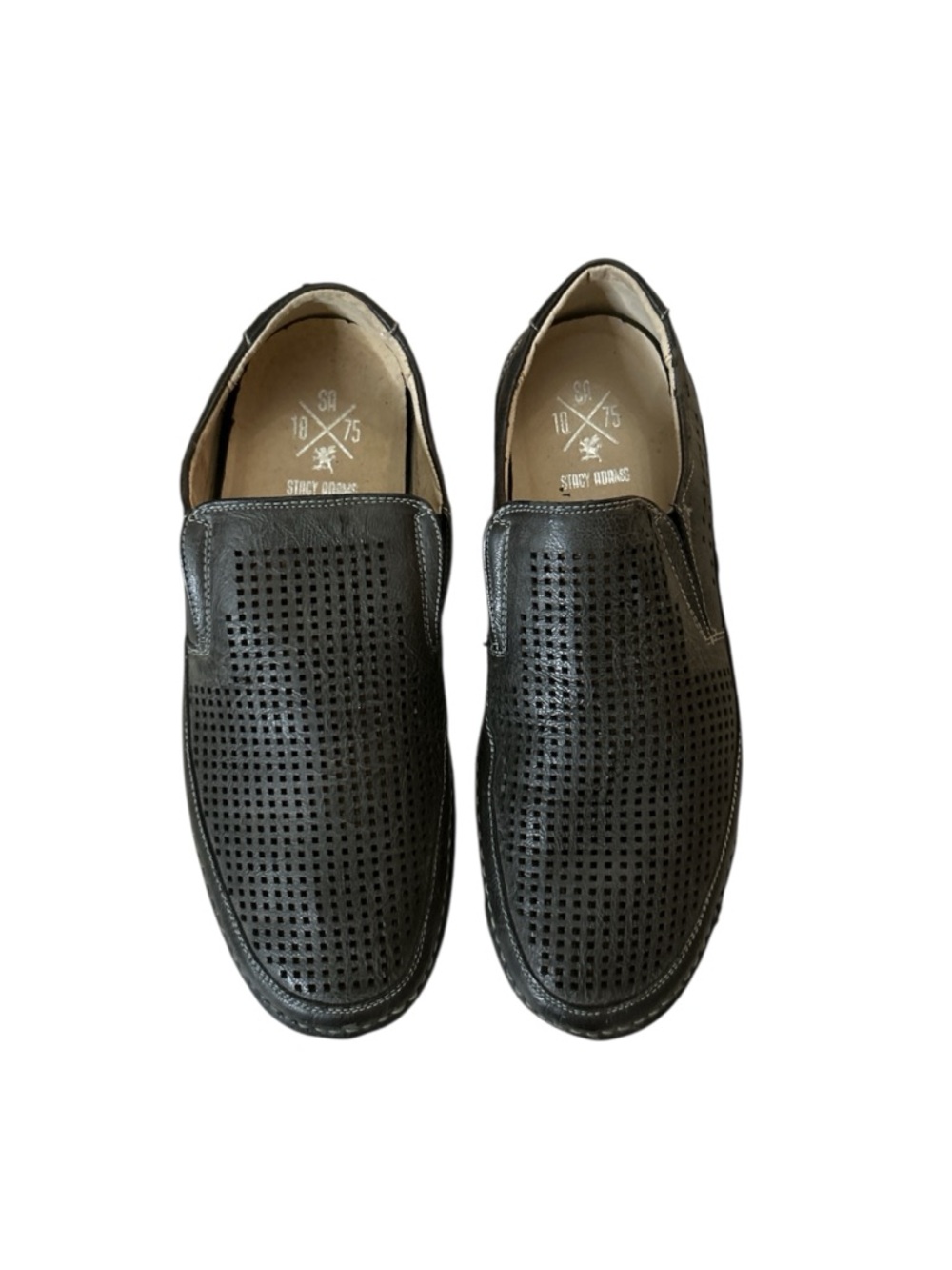 Stacy Adams Black Perforated Leather Slip-On Loafers